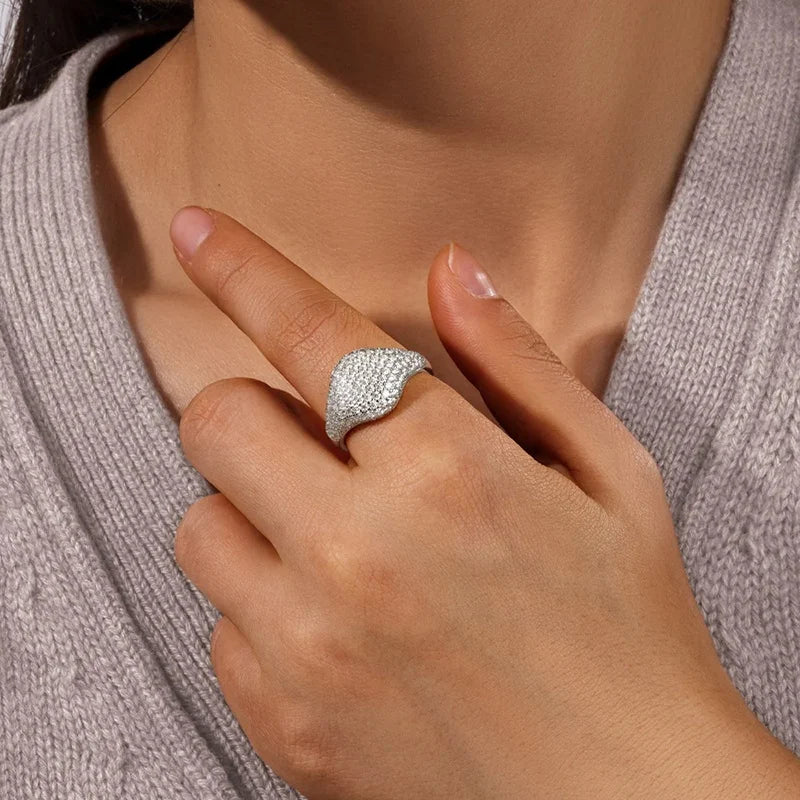 NØBIL's Luxury 925 Silver Iced Out Paved GRA VVS Moissanite Ring