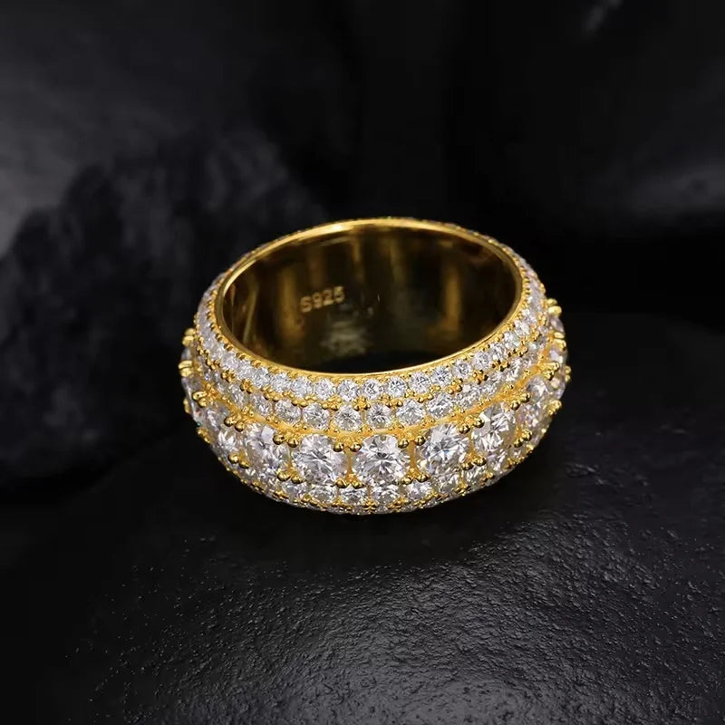 NØBIL's Iced Out 5 Row VVS Moissanite Band Ring (Flawless D Color)