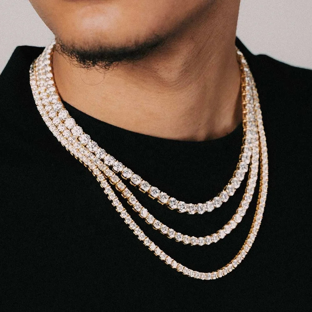 NØBIL's Fine Jewelry S925 Silver GRA D Color (Flawless) VVS Moissanite Iced Out Tennis Chain And Bracelet