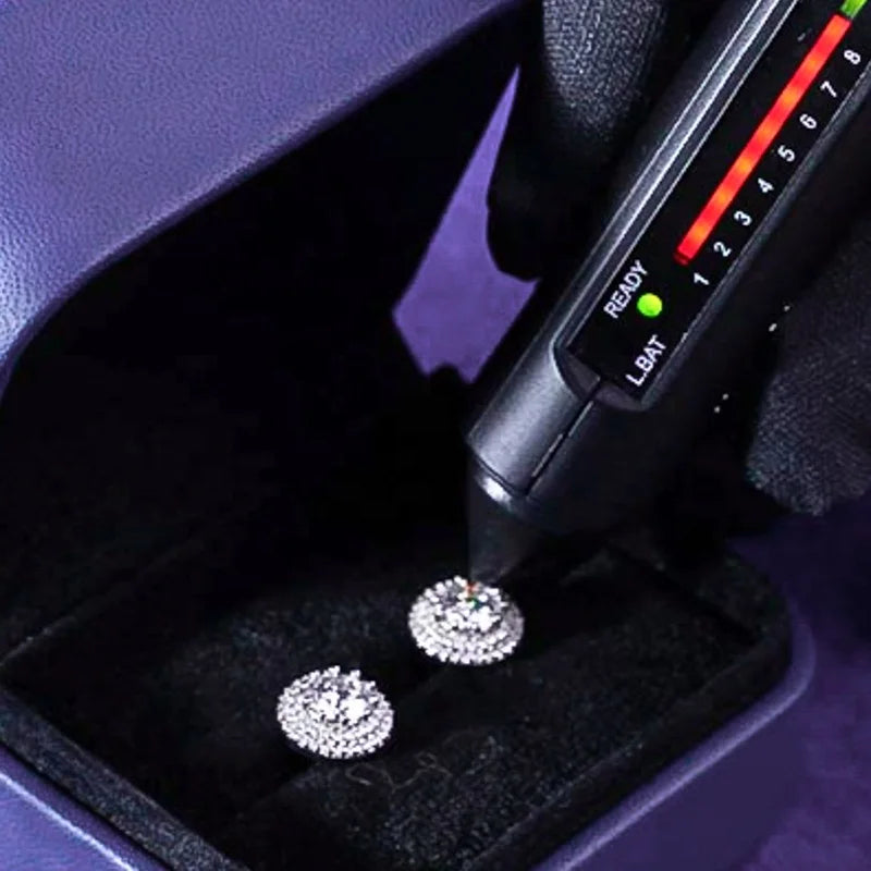 NØBIL's 11MM Men's Double Halo Cluster GRA D Color (Flawless) Moissanite 925 Sterling Silver Stud Earrings