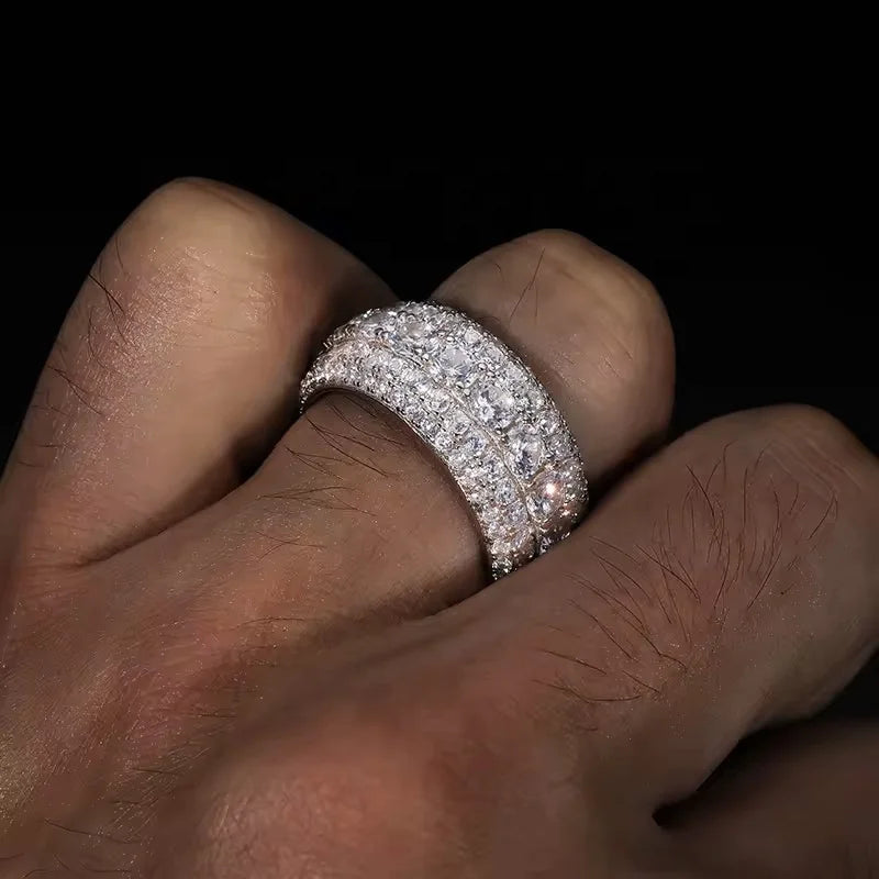 NØBIL's Iced Out 5 Row VVS Moissanite Band Ring (Flawless D Color)