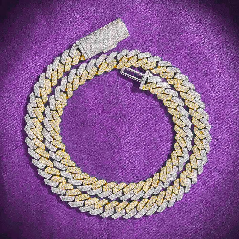 NØBIL's Two Tone Moissanite Cuban Link Chain