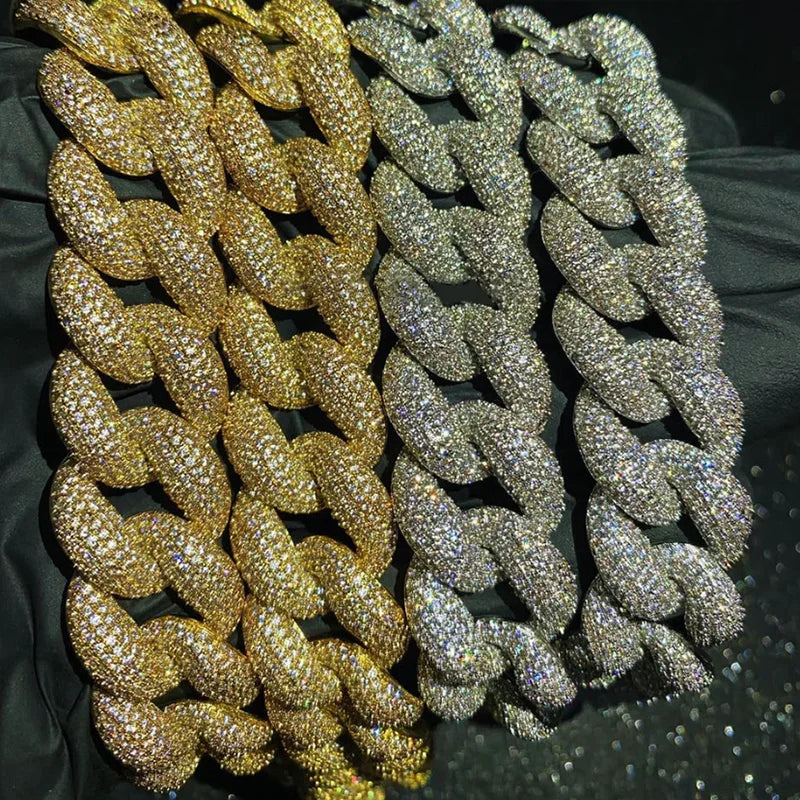 NØBIL's D Color (Flawless) Iced Out Miami Cuban Link Chain Chain And Bracelet - Everyday Elegance