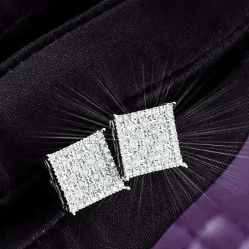 NØBIL's High Quality 9MM VVS Moissanite Square Cluster Stud Earrings With 925 Sterling Silver