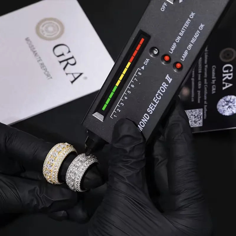 NØBIL's Iced Out 5 Row VVS Moissanite Band Ring (Flawless D Color)